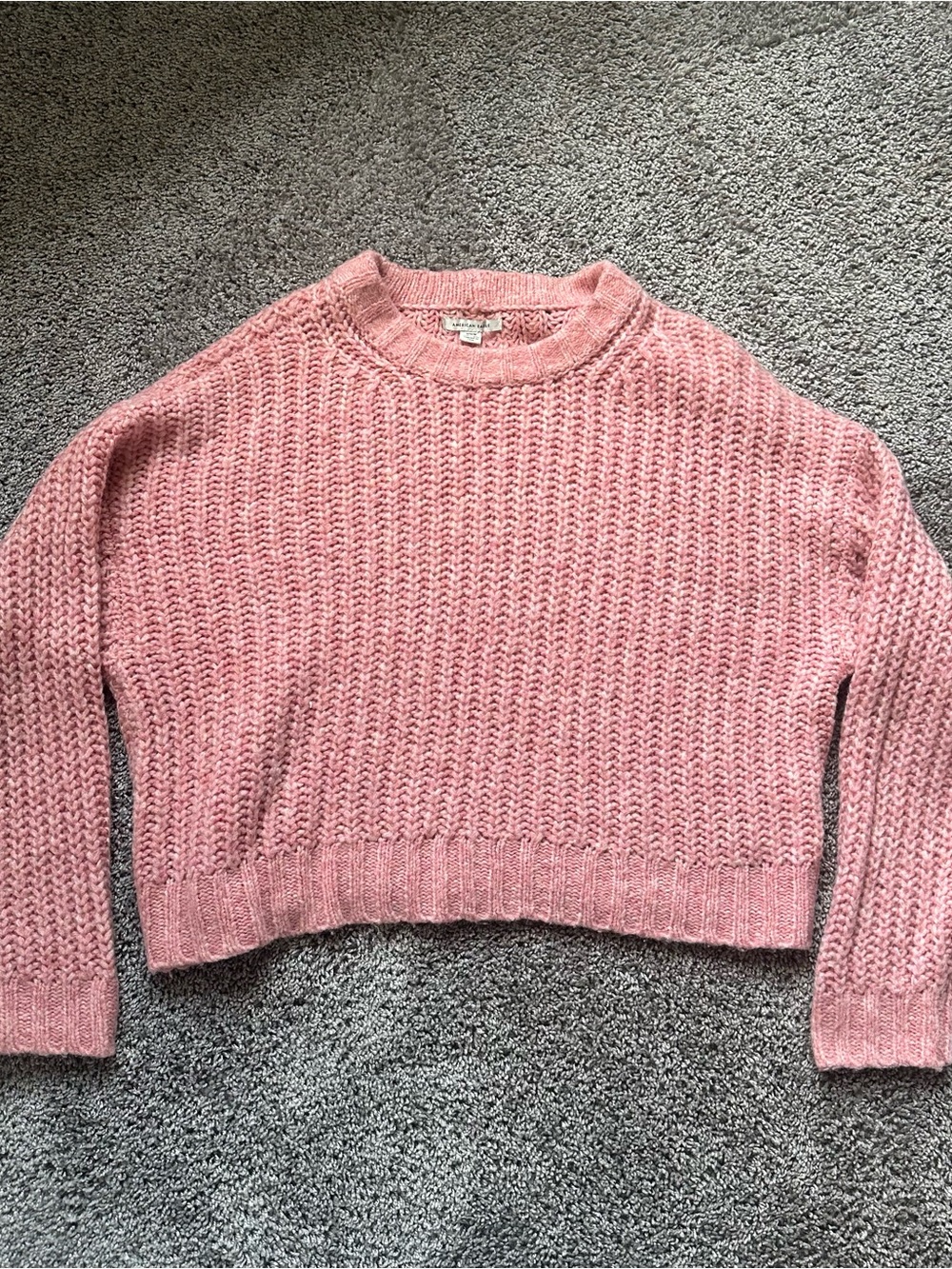 American Eagle Outfitters Pink Cropped Knit Sweater